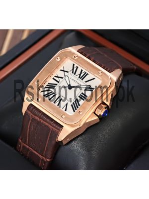 Cartier Santos 100 Rose Gold Tone Watch Price in Pakistan