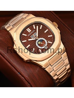 Patek Philippe Nautilus Chrono Rose Gold Brown Dial Watch Price in Pakistan