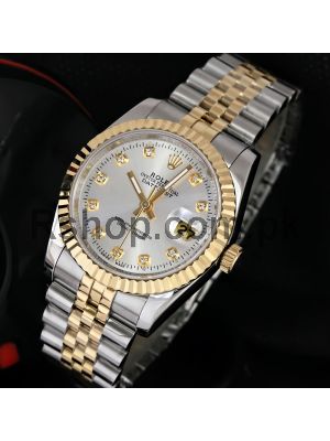 Rolex Oyster Perpetual Datejust Two Tone Silver Diamond Dial Watch Price in Pakistan