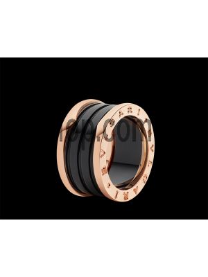 BVLGARI B.zero1 Four-Band Ring With Two Rose Gold Loops And a Black Ceramic Spiral. Price in Pakistan