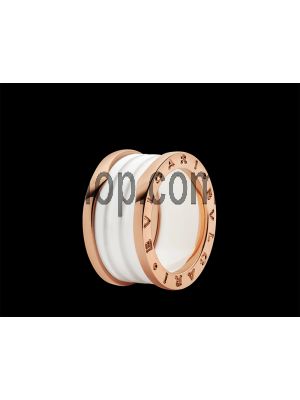 BVLGARI B.Zero1 4-Band Rose Gold and White Ceramic Ring Price in Pakistan