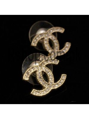 Chanel Classic CC Stud Crystal Earrings in Gold Price in Pakistan