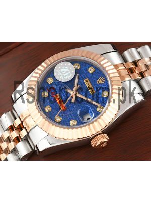 Rolex Lady Datejust Two Tone Blue Computer Dial Swiss Watch Price in Pakistan